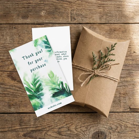 Tropical Greenery botanical Thank You Packaging エンクロージャーカード