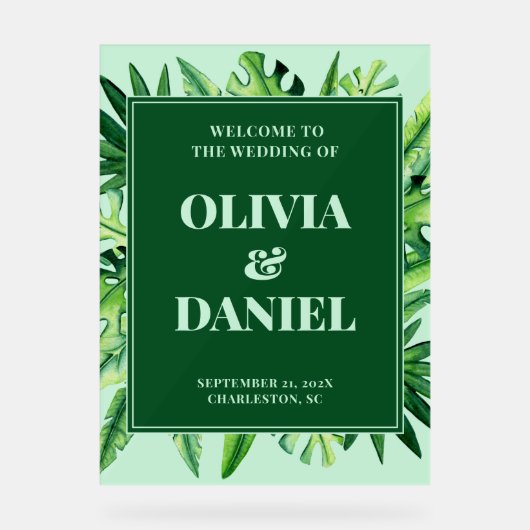  Tropical Greenery Entry Sign Display アクリルサイン (正面)