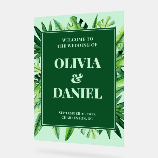  Tropical Greenery Entry Sign Display アクリルサイン (傾斜)