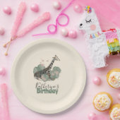 Tropical Greenery Giraffe Animal Birthday Party ペーパープレート (パーティー)