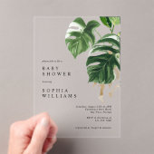 Tropical Greenery Leaves Modern Baby Shower アクリル招待状 (インサイチュ (ポータブル))