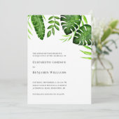 Tropical Greenery Wedding Botanical Monstera Leave 招待状 (スタンド正面)