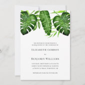 Tropical Greenery Wedding Botanical Monstera Leave 招待状 (正面)