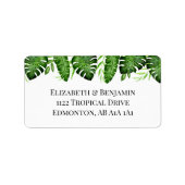 Tropical Greenery Wedding Custom Botanical Elegant ラベル (正面)