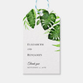 Tropical Greenery Wedding Monstera Leaves Elegant ギフトタグ (正面)