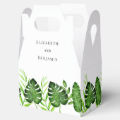Tropical Greenery Wedding Monstera Leaves Elegant フェイバーボックス (オープン)