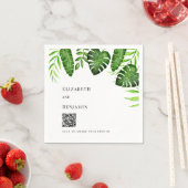 Tropical Greenery Wedding QR Code Photo Share スタンダードカクテルナプキン (インサイチュ)