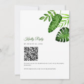 Tropical Greenery Wedding QR Code RSVP Botanical 招待状 (裏面)