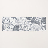 Tropical Grey Foliage Floral White Pattern ヨガマット (裏面(横))