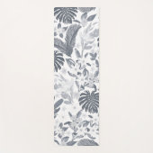 Tropical Grey Foliage Floral White Pattern ヨガマット (正面)