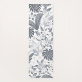 Tropical Grey Foliage Floral White Pattern ヨガマット (裏面)