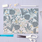 Tropical Grey Gold Foliage Floral Pattern 薄葉紙 (クラフト)