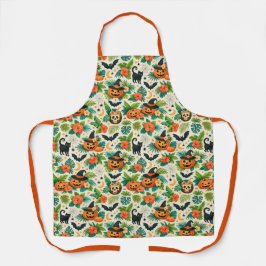 Tropical Halloween Pumpkins エプロン