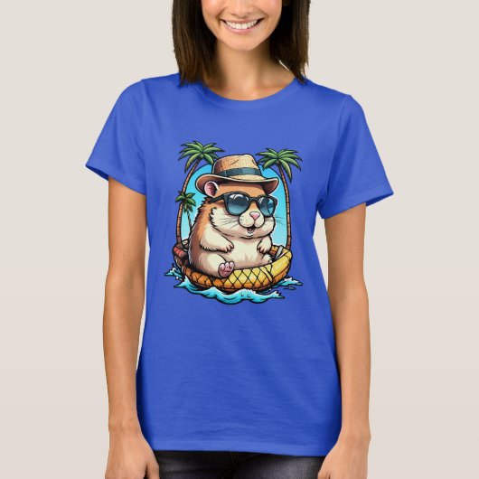 Tropical Hamster in Pineapple Floaty Cute Summer  Tシャツ (正面)
