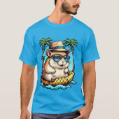 Tropical Hamster in Pineapple Floaty Cute Summer Tシャツ (正面)