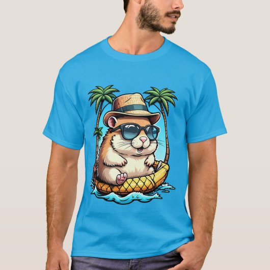Tropical Hamster in Pineapple Floaty Cute Summer  Tシャツ (正面)