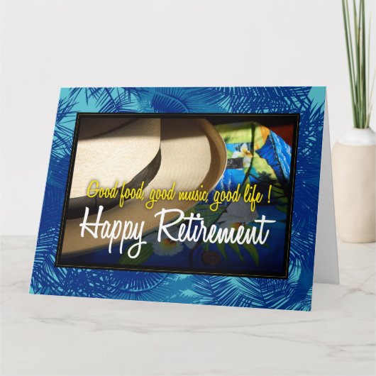 Tropical Happy Retiment in Blue XL Card カード (正面)