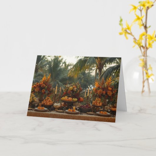 🍂 Tropical Harvest Feast – Thanksgiving Card カード (黄色い花)