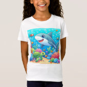 Tropical/Hawaii colorful underwater shark & turtle Tシャツ (正面)