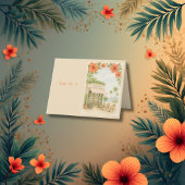 Tropical Hawaii Destination Wedding table number サンキューカード