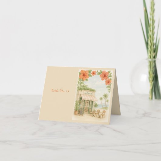 Tropical Hawaii Destination Wedding table number サンキューカード (正面)