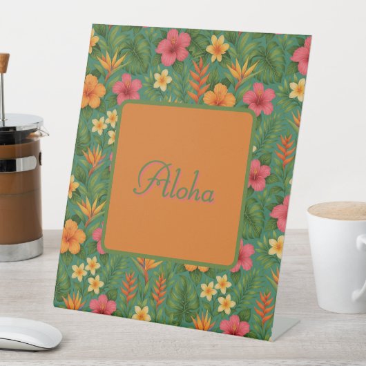Tropical/Hawaii patterned floral 台座サイン (インサイチュ)