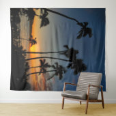 Tropical Hawaii Sunset Palm Trees Photo Backdrop タペストリー (インサイチュ(横))