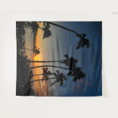 Tropical Hawaii Sunset Palm Trees Photo Backdrop タペストリー (正面(横))