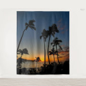 Tropical Hawaii Sunset Palm Trees Photo Backdrop タペストリー (正面)