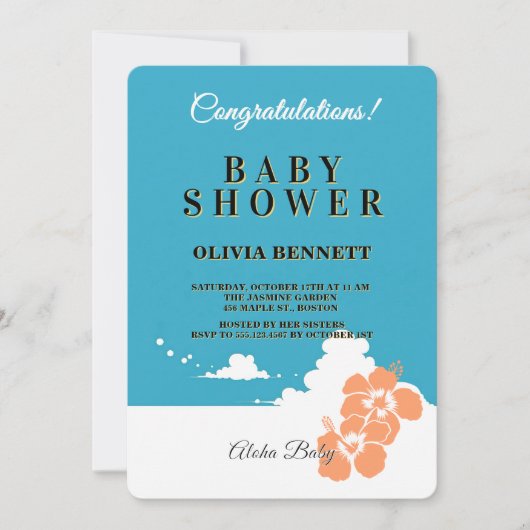 Tropical Hawaiian Aloha Baby Shower Invitation 招待状 (正面)