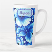 Tropical Hawaiian Flowers Hibiscus Personalized カフェラテマグ (右)