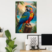 Tropical Hawaiian Parrot Paradise   ポスター (ホームオフィス)