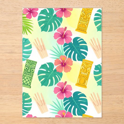 Tropical Hawaiian Tiki Pattern for Parties Wedding アクリル招待状 (正面)