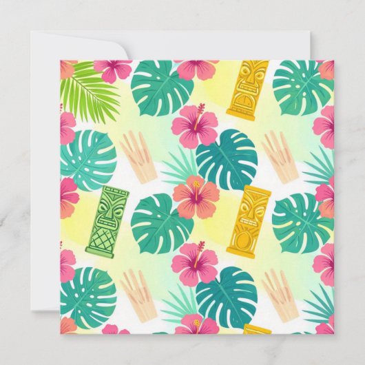 Tropical Hawaiian Tiki Pattern for Parties Wedding サンキューカード (正面)