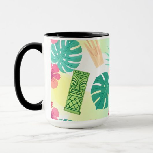 Tropical Hawaiian Tiki Pattern for Parties Wedding マグカップ (左)