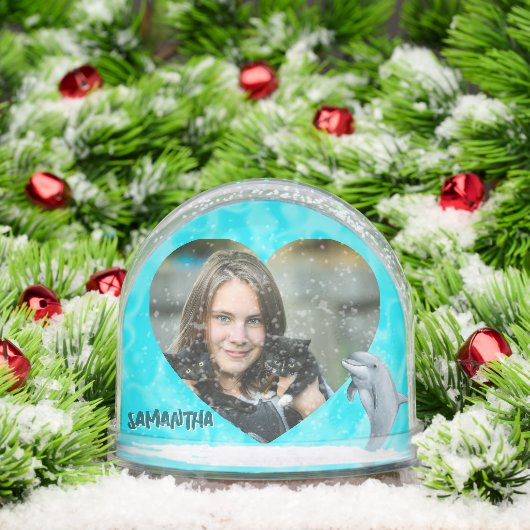 Tropical Heart Photos Grandkids Gift Snow Globe (クリスマス)