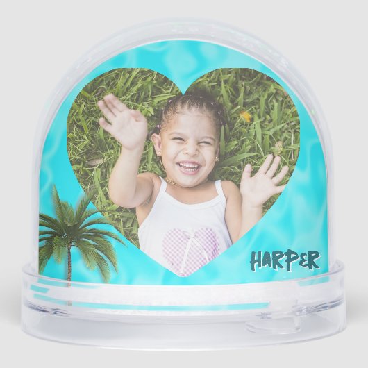 Tropical Heart Photos Grandkids Gift Snow Globe (裏面)
