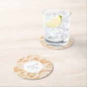 Tropical Hearts in Sand Beach Wedding ラウンドペーパーコースター (インサイチュ)