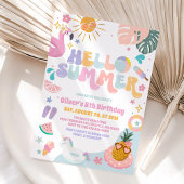 Tropical Hello Summer Birthday Invitation 招待状
