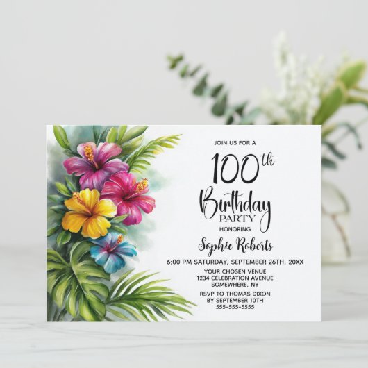 Tropical Hibiscus 100th Birthday Party 招待状 (スタンド正面)