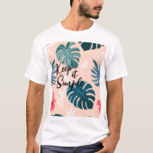 Tropical Hibiscus and Monstera Leaf Pattern Tシャツ (正面)