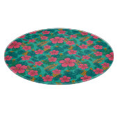Tropical Hibiscus and Palm Leaf Pattern  カッティングボード (角)