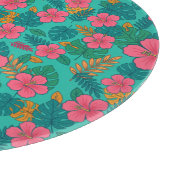 Tropical Hibiscus and Palm Leaf Pattern  カッティングボード (角)