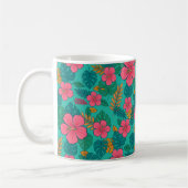 Tropical Hibiscus and Palm Leaf Pattern  コーヒーマグカップ (左)