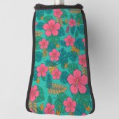 Tropical Hibiscus and Palm Leaf Pattern ゴルフヘッドカバー (回転90)