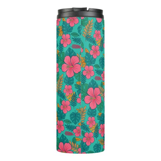 Tropical Hibiscus and Palm Leaf Pattern タンブラー (裏面)