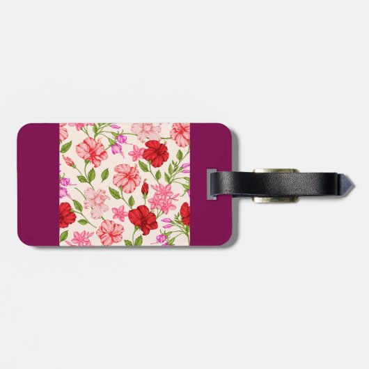 Tropical Hibiscus and Plumeria Floral Pattern ラゲッジタグ (裏面横)