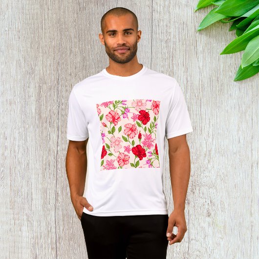 Tropical Hibiscus and Plumeria Floral Pattern Tシャツ