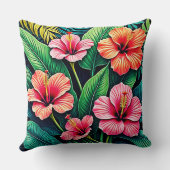 Tropical Hibiscus Bloom Artistry クッション (裏面)