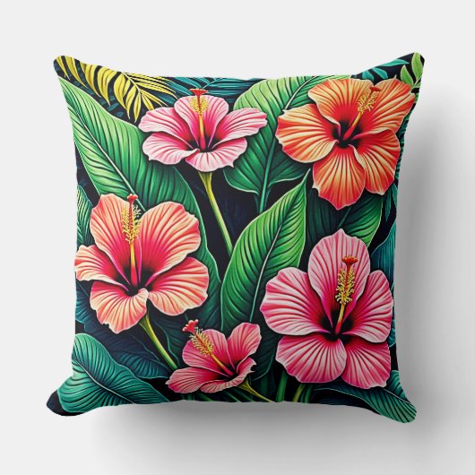 Tropical Hibiscus Bloom Artistry クッション (正面)